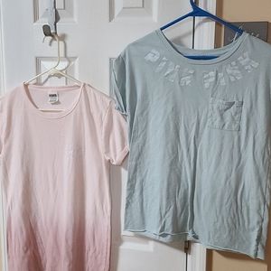 Two girls Pink T shirts size small and extra small